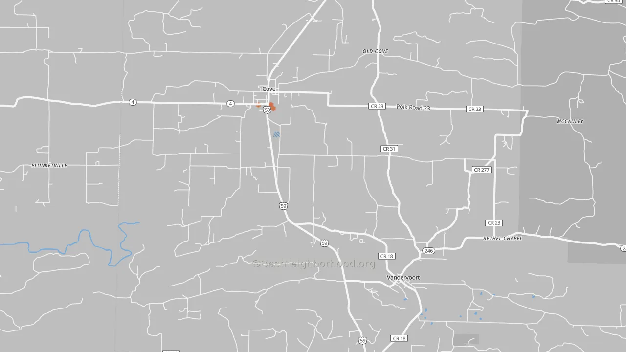 Bike Grade map of Cove, AR