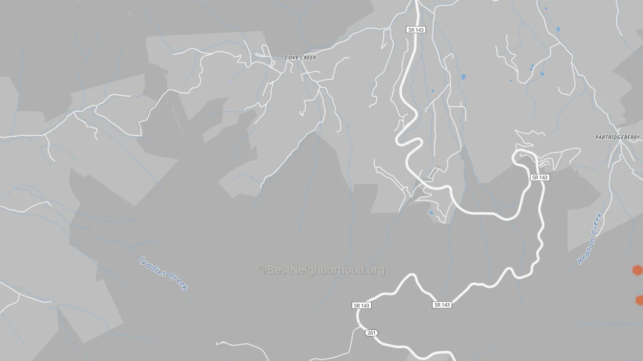 Bike Grade map of Cove Creek, TN