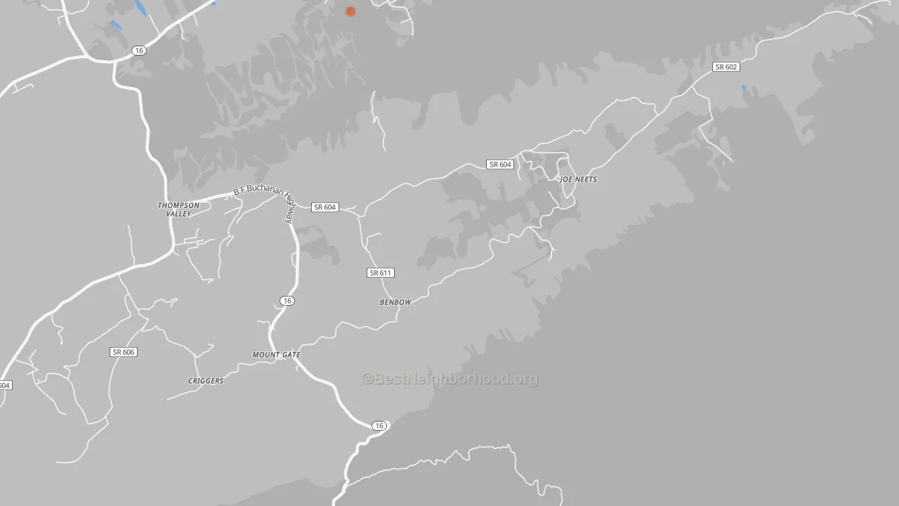 Bike Grade map of Cove Creek, VA