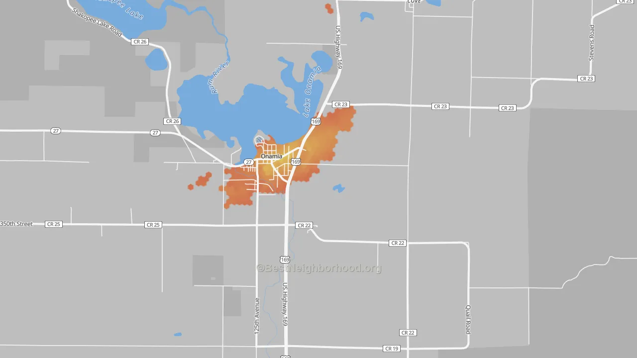 Bike Grade map of Cove, MN