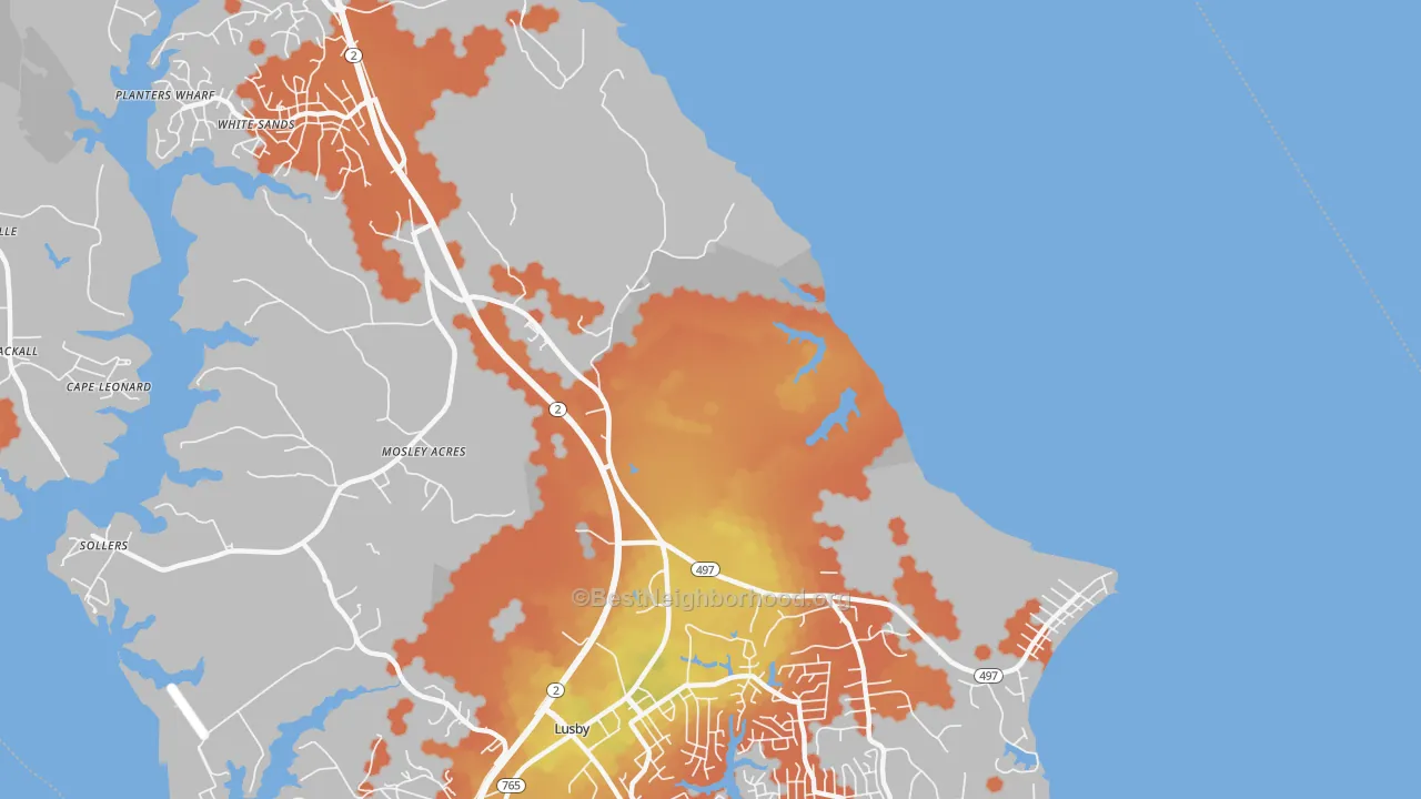 Bike Grade map of Cove Point, MD