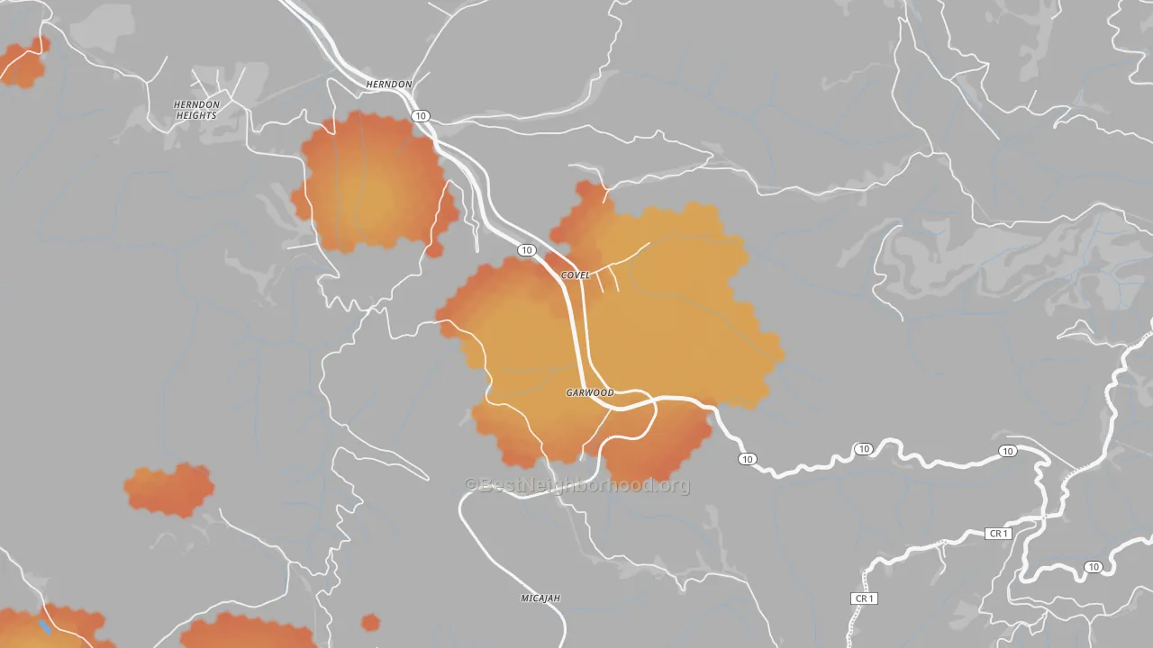 Bike Grade map of Covel, WV