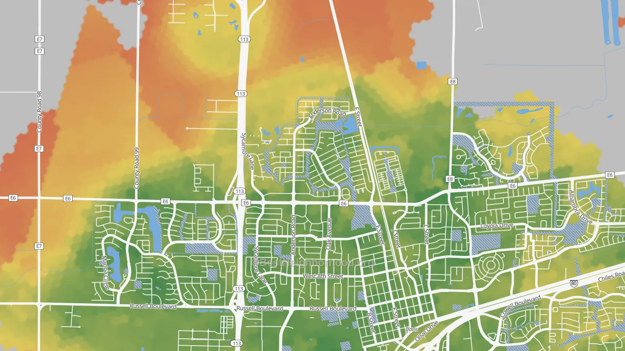 Bike Grade map of Covell Park, Davis, CA