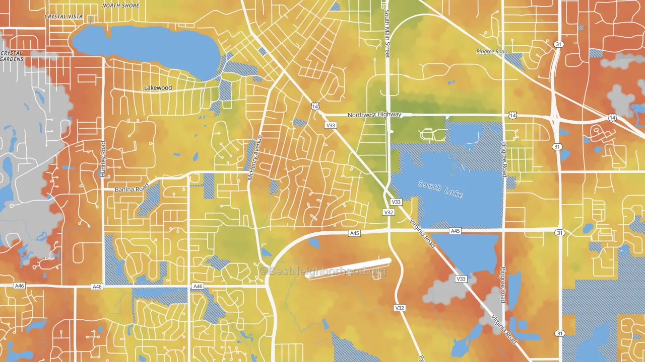 Bike Grade map of Coventry, Crystal Lake, IL