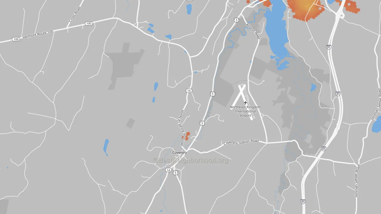 Bike Grade map of Coventry, VT