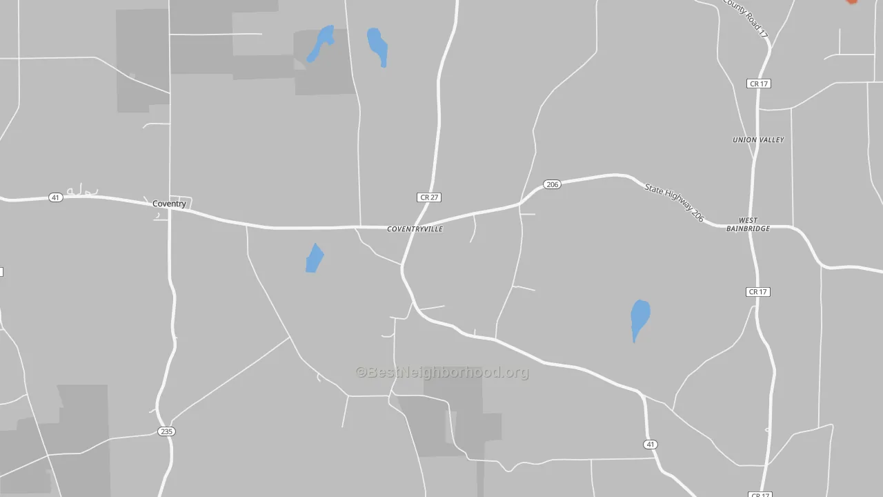 Bike Grade map of Coventryville, NY
