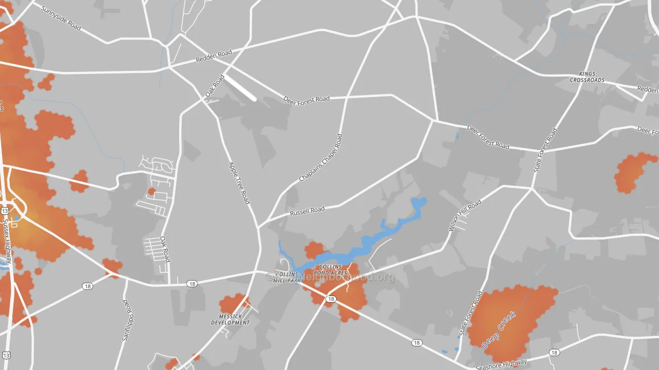 Bike Grade map of Coverdale Crossroads, DE