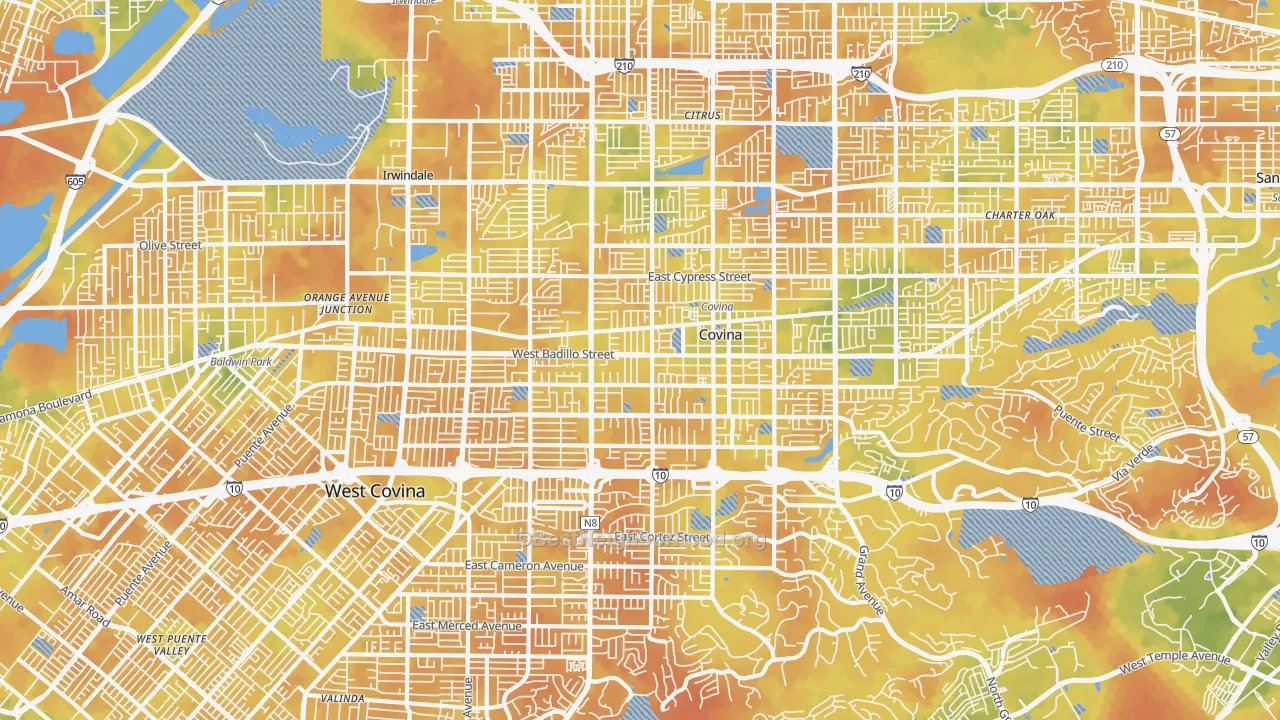 Bike Grade map of Covina-Valley, Covina, CA