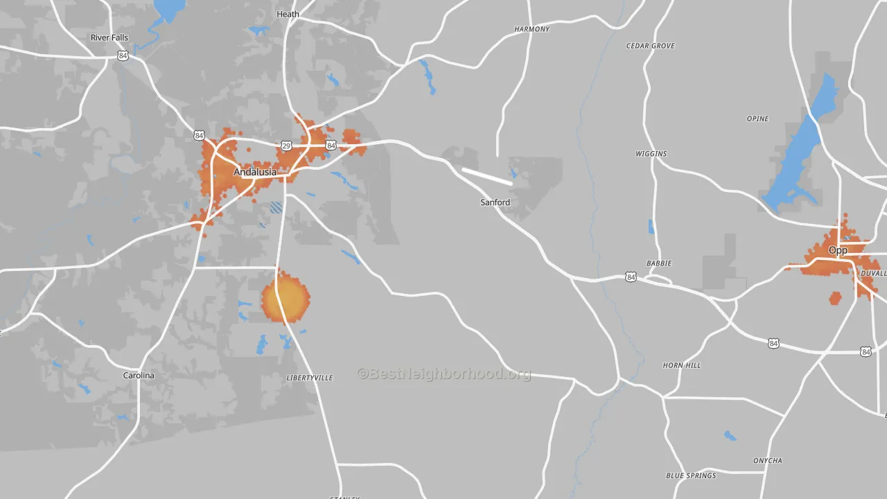 Bike Grade map of Covington County, AL