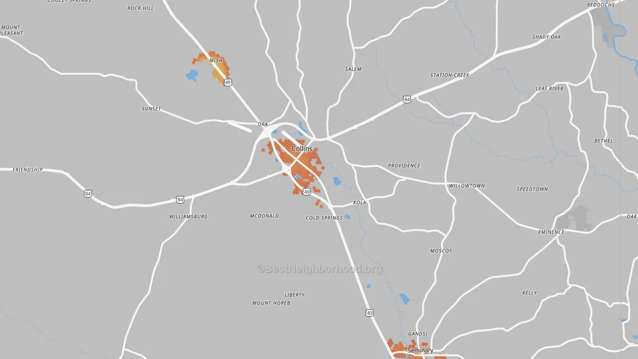 Bike Grade map of Covington County, MS