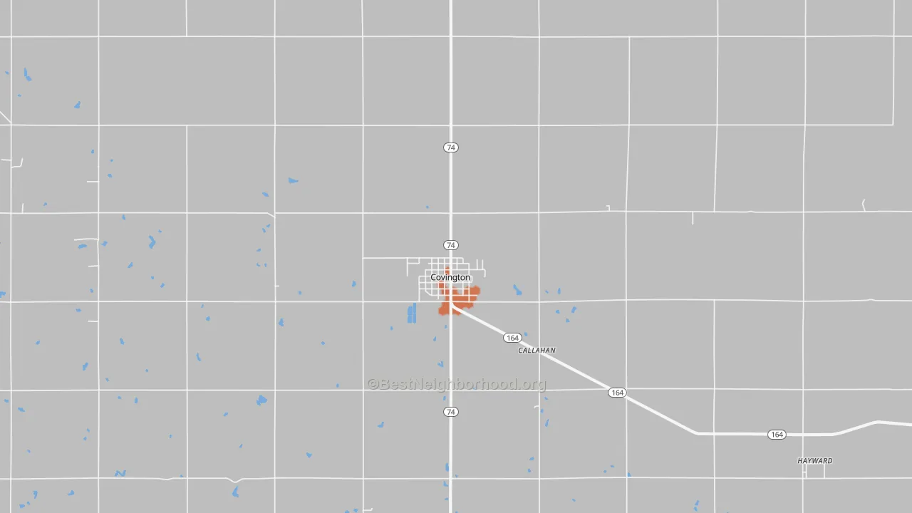 Bike Grade map of Covington, OK