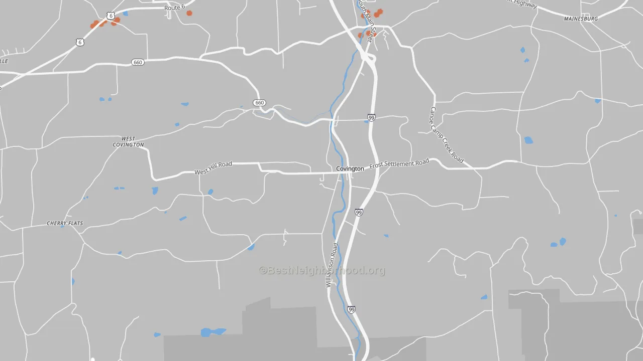 Bike Grade map of Covington, PA