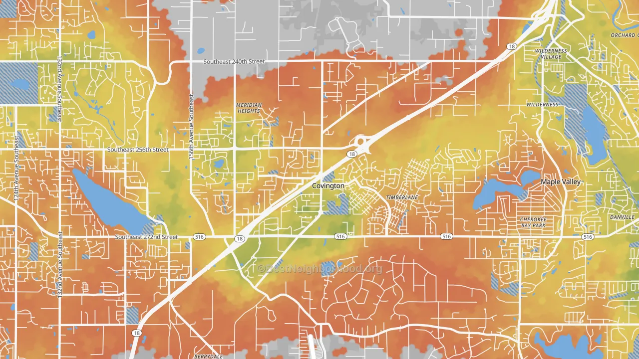 Bike Grade map of Covington, WA