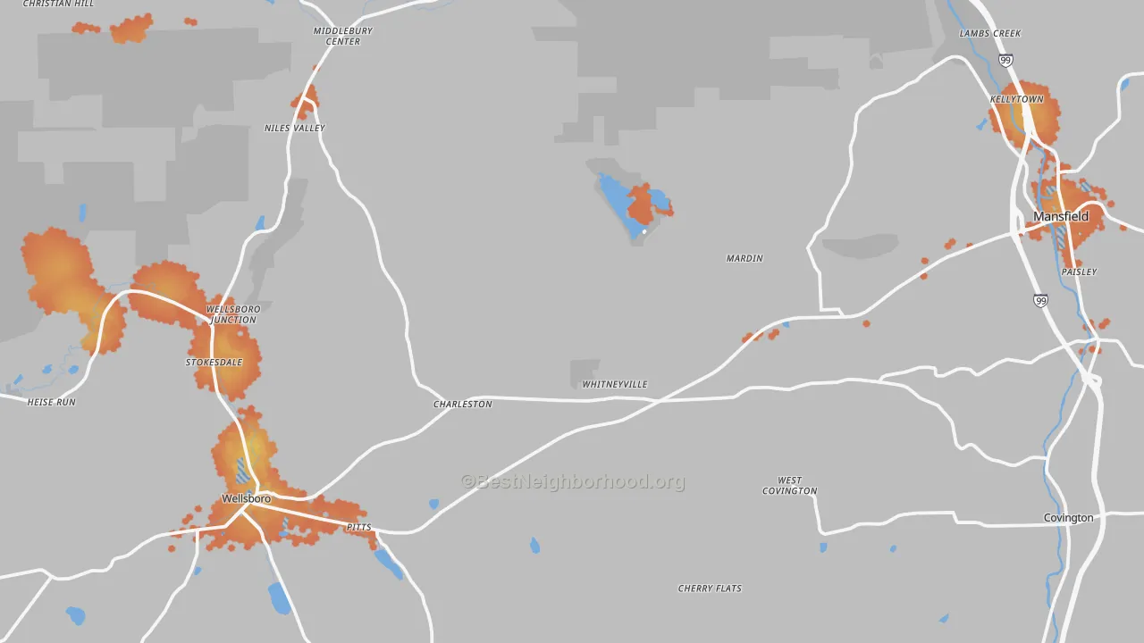 Bike Grade map of Cowanesque, PA