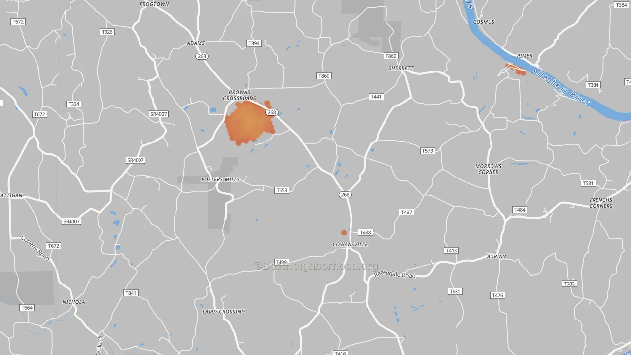 Bike Grade map of Cowansville, PA