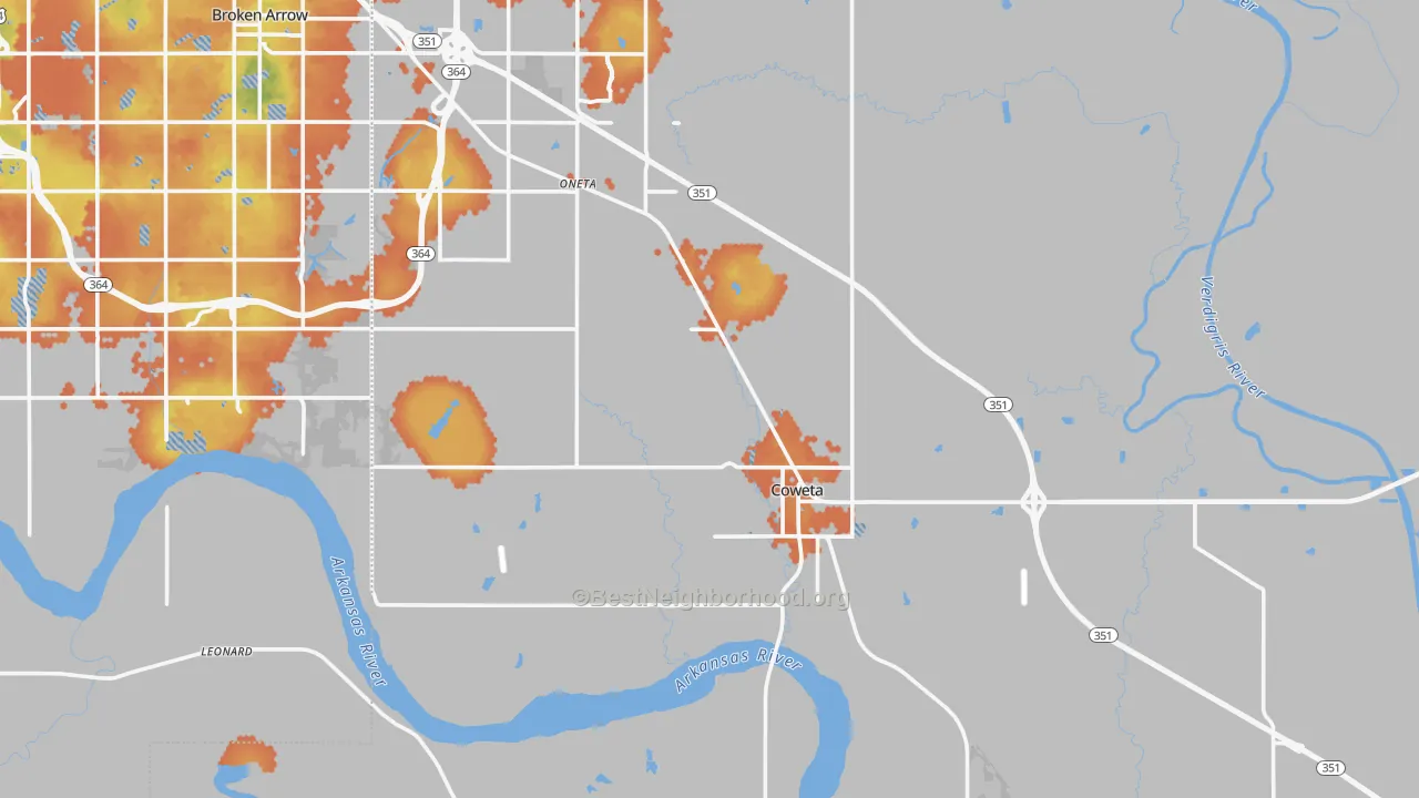 Bike Grade map of Coweta, OK
