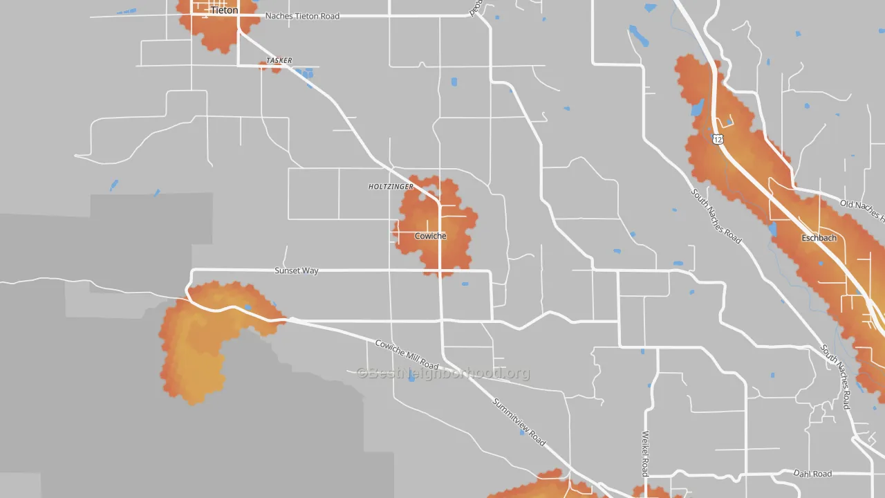 Bike Grade map of Cowiche, WA