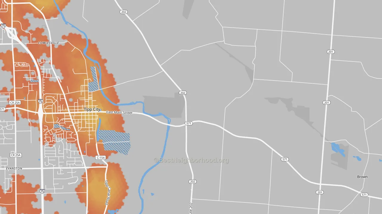 Bike Grade map of Cowlesville, OH