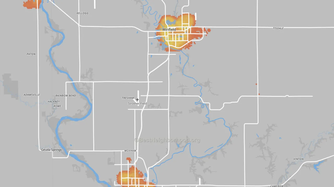 Bike Grade map of Cowley County, KS
