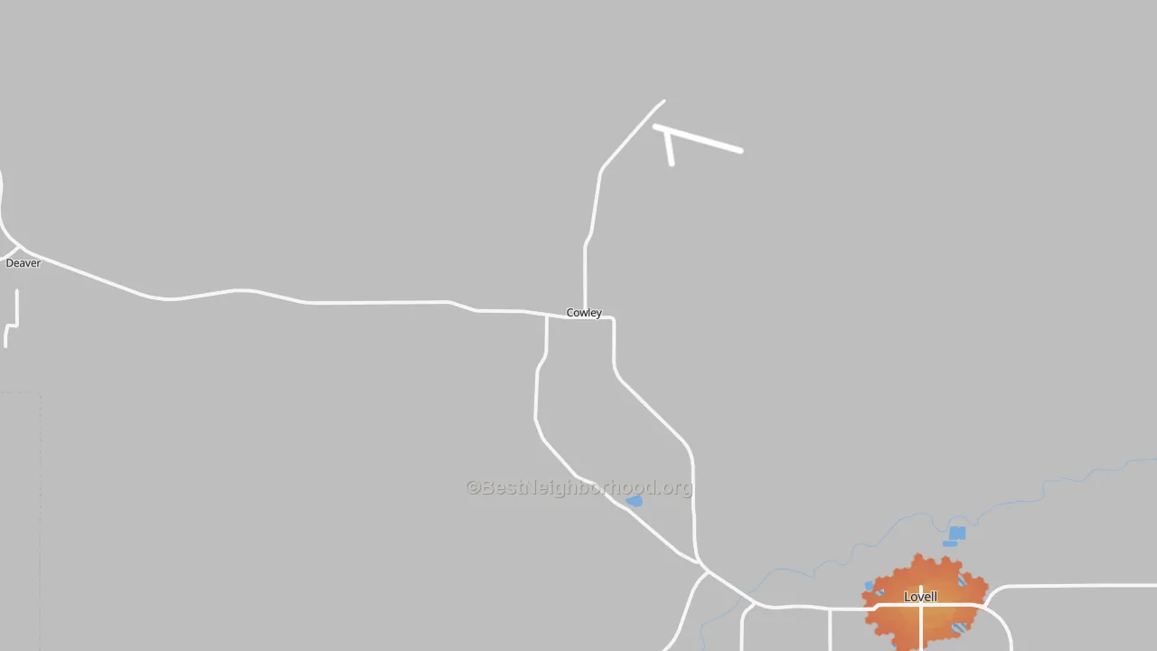 Bike Grade map of Cowley, WY
