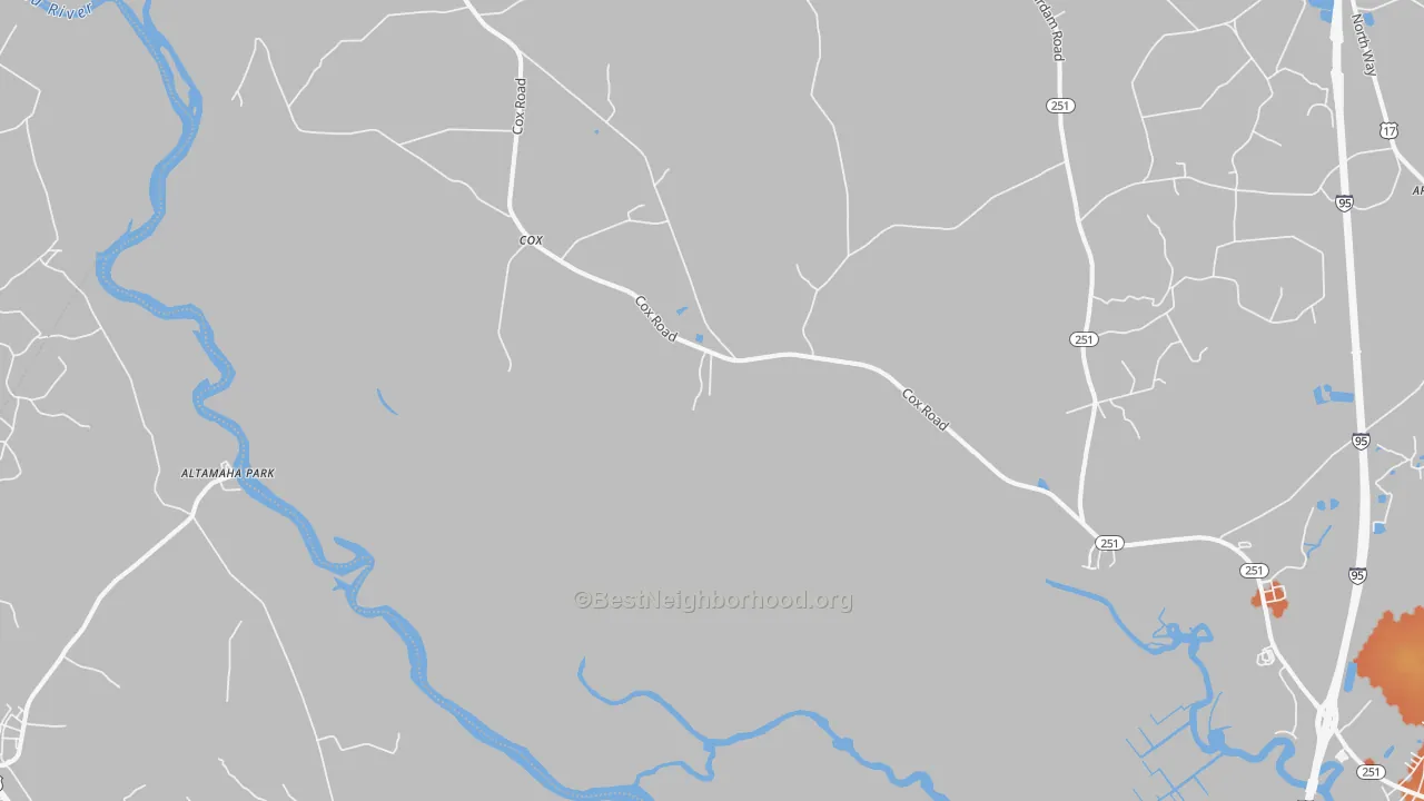 Bike Grade map of Cox, GA