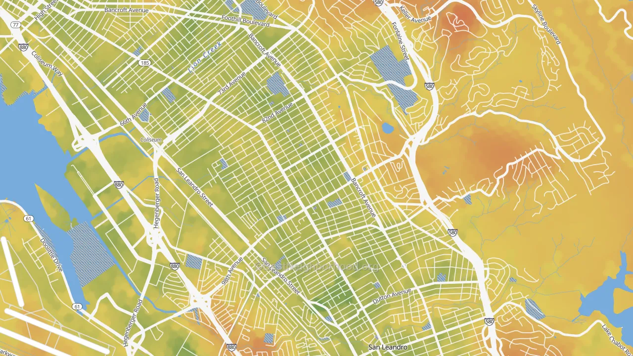 Bike Grade map of Cox, Oakland, CA