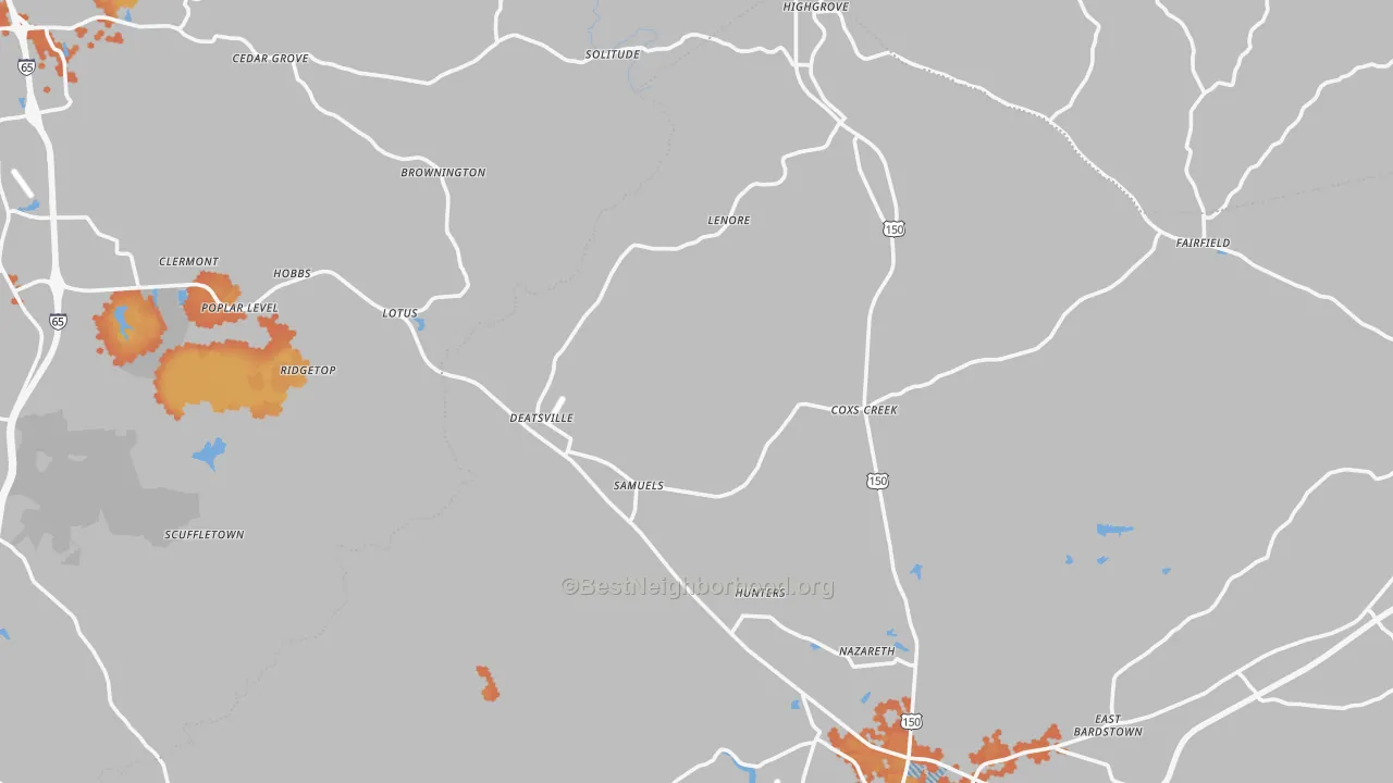 Bike Grade map of Coxs Creek, KY