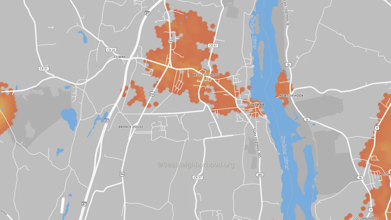Bike Grade map of Coxsackie, NY