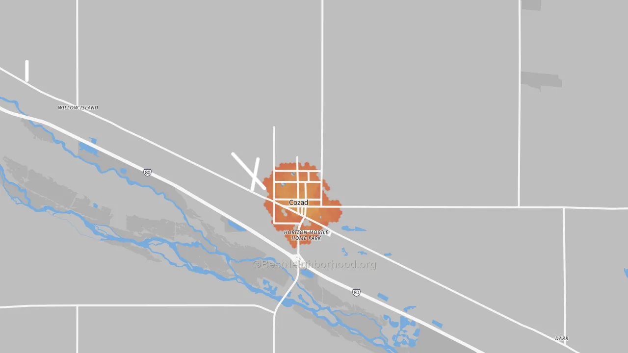 Bike Grade map of Cozad, NE
