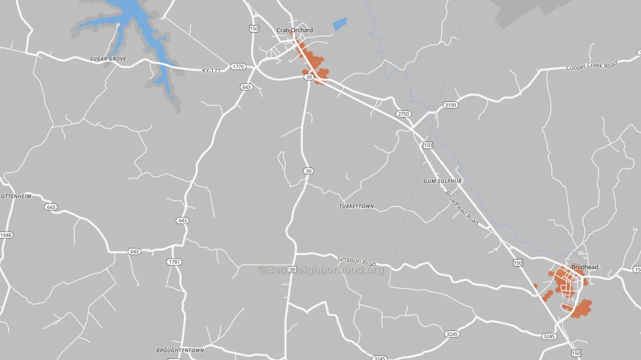 Bike Grade map of Crab Orchard, KY