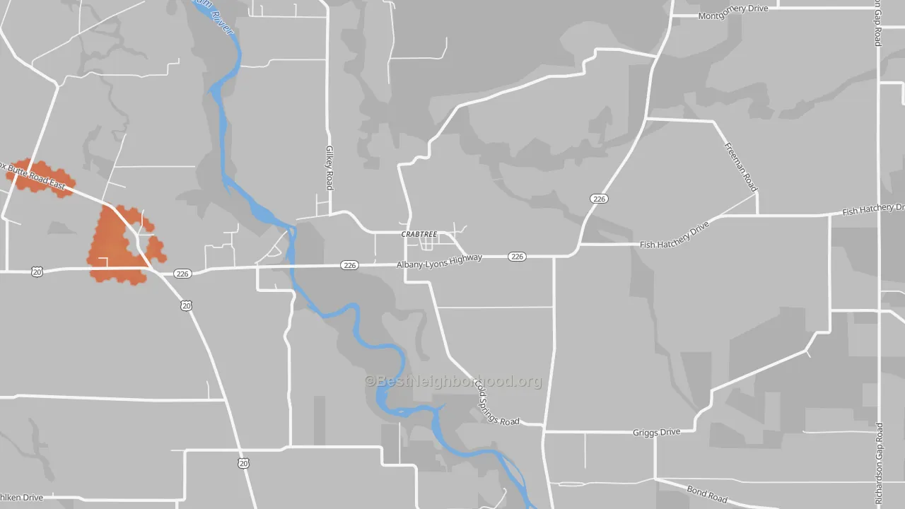 Bike Grade map of Crabtree, OR