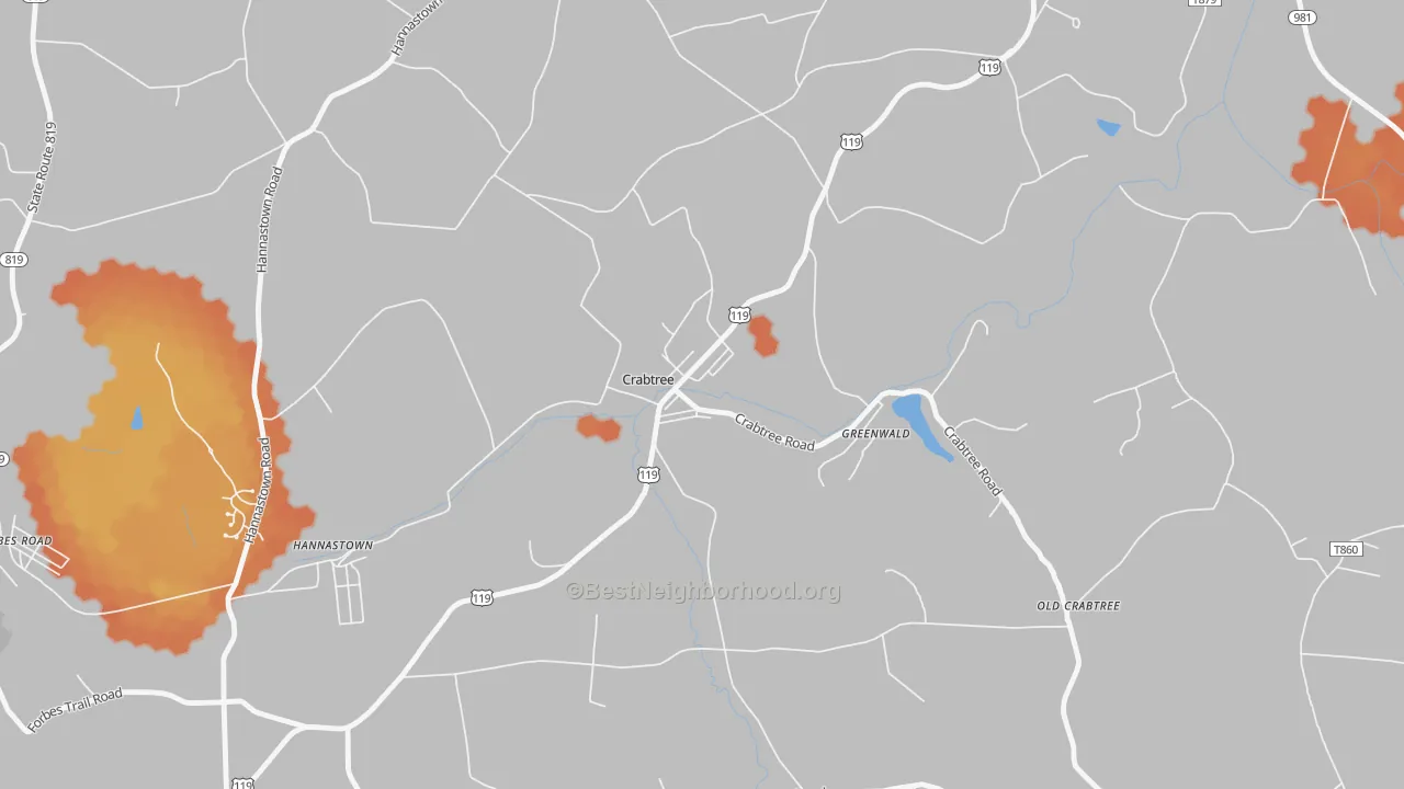 Bike Grade map of Crabtree, PA