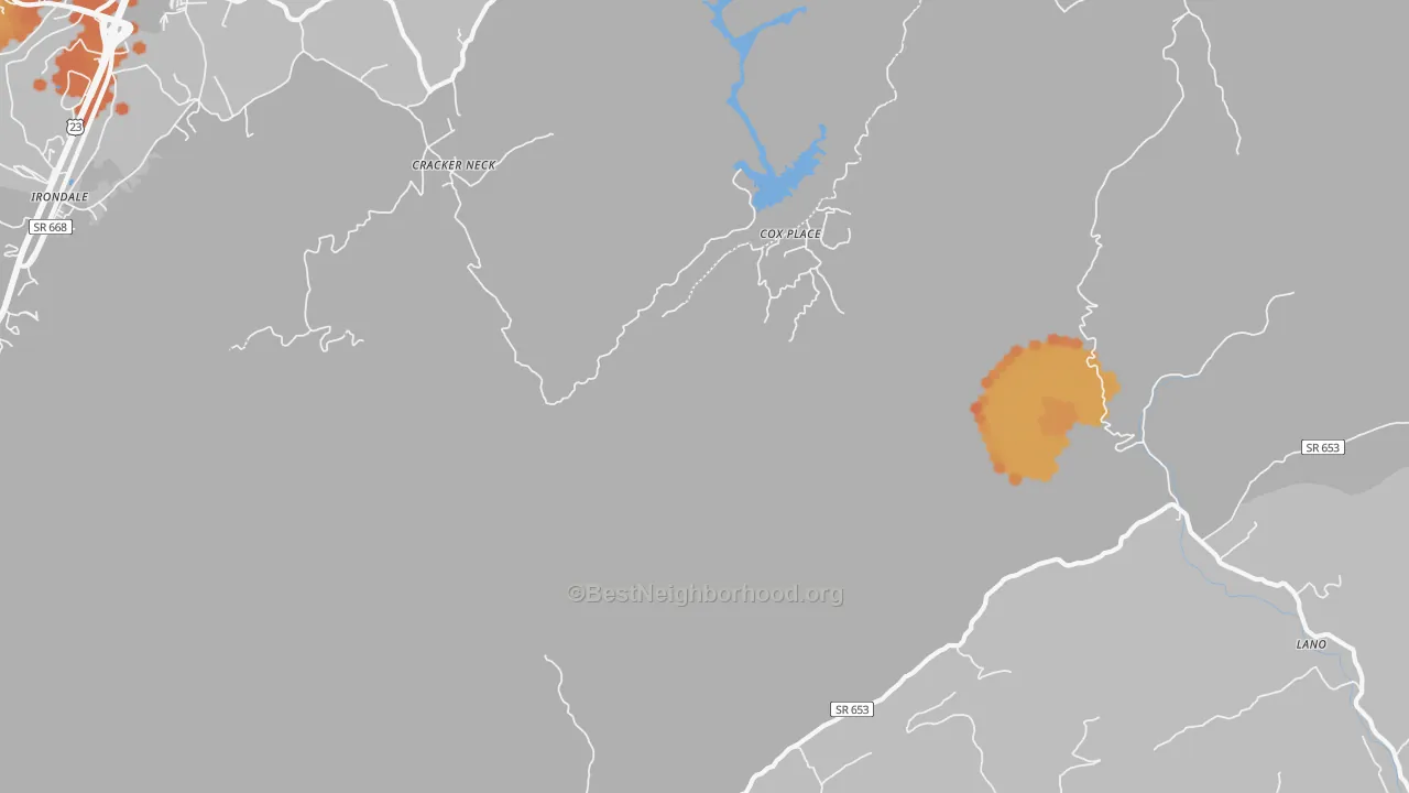 Bike Grade map of Cracker Neck, VA