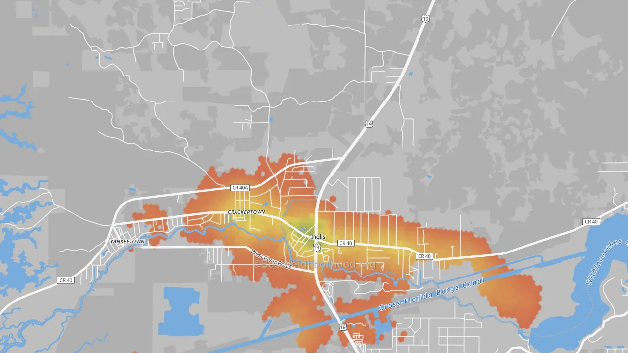 Bike Grade map of Crackertown, FL