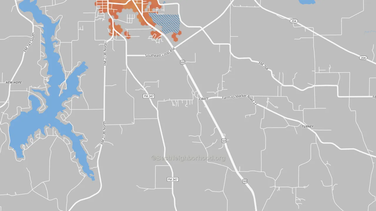 Bike Grade map of Craft, TX