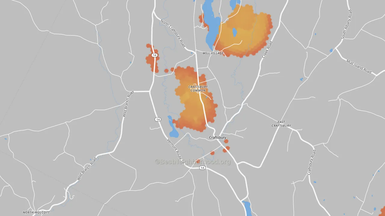Bike Grade map of Craftsbury, VT