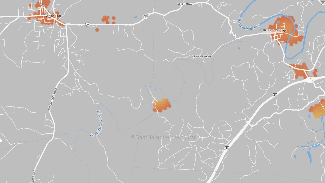 Bike Grade map of Craggie Hope, TN