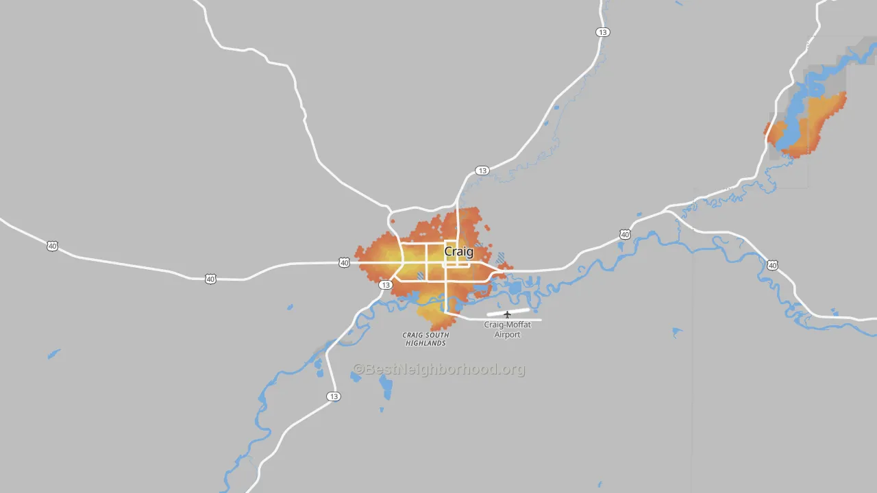 Bike Grade map of Craig, CO