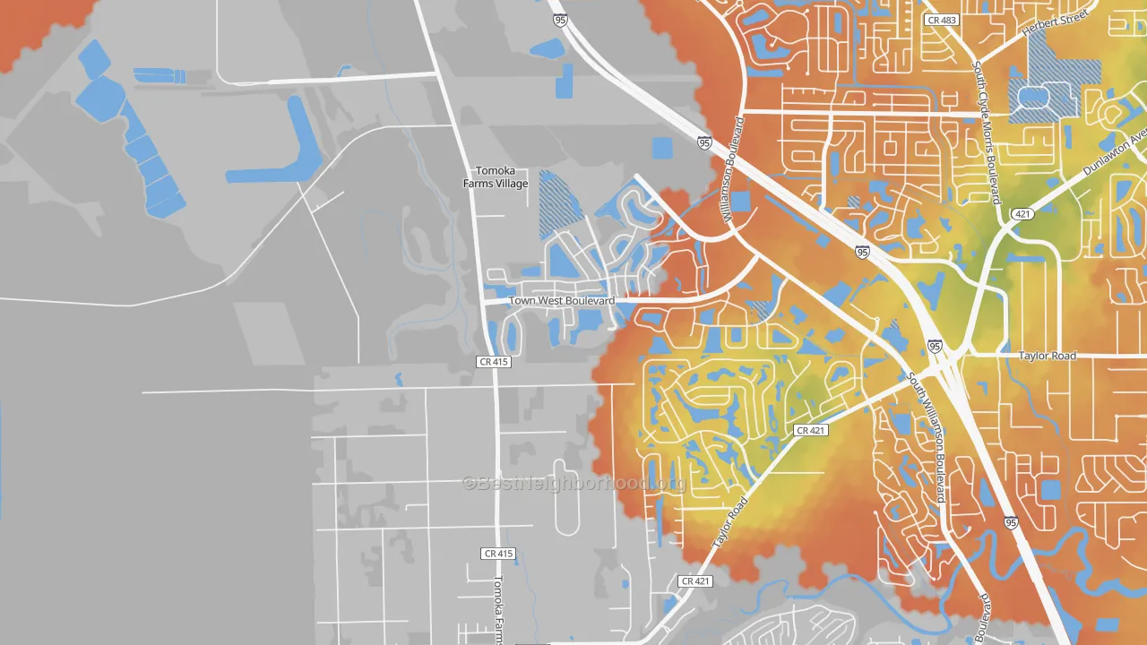 Bike Grade map of Craig Farms, Port Orange, FL
