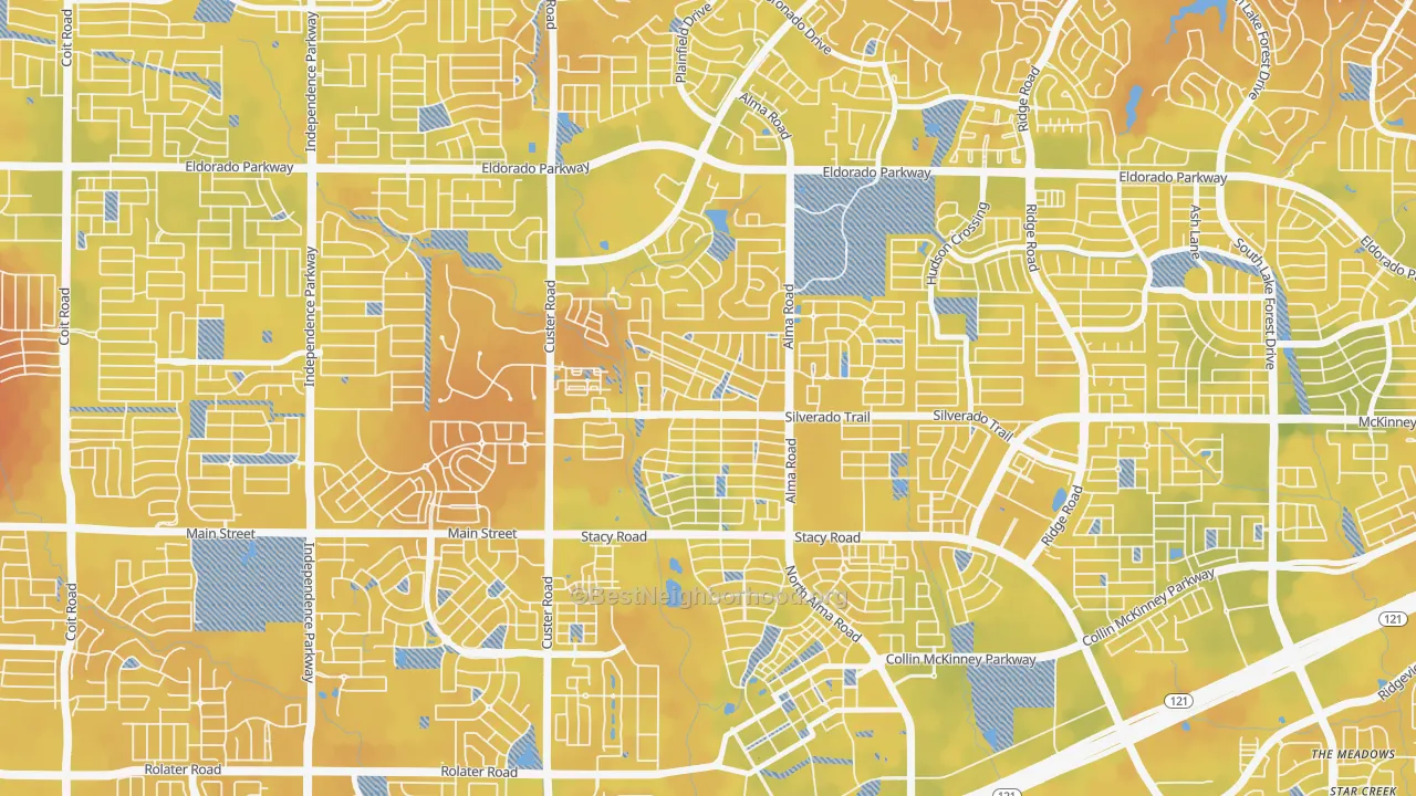 Bike Grade map of Craig Ranch North, McKinney, TX
