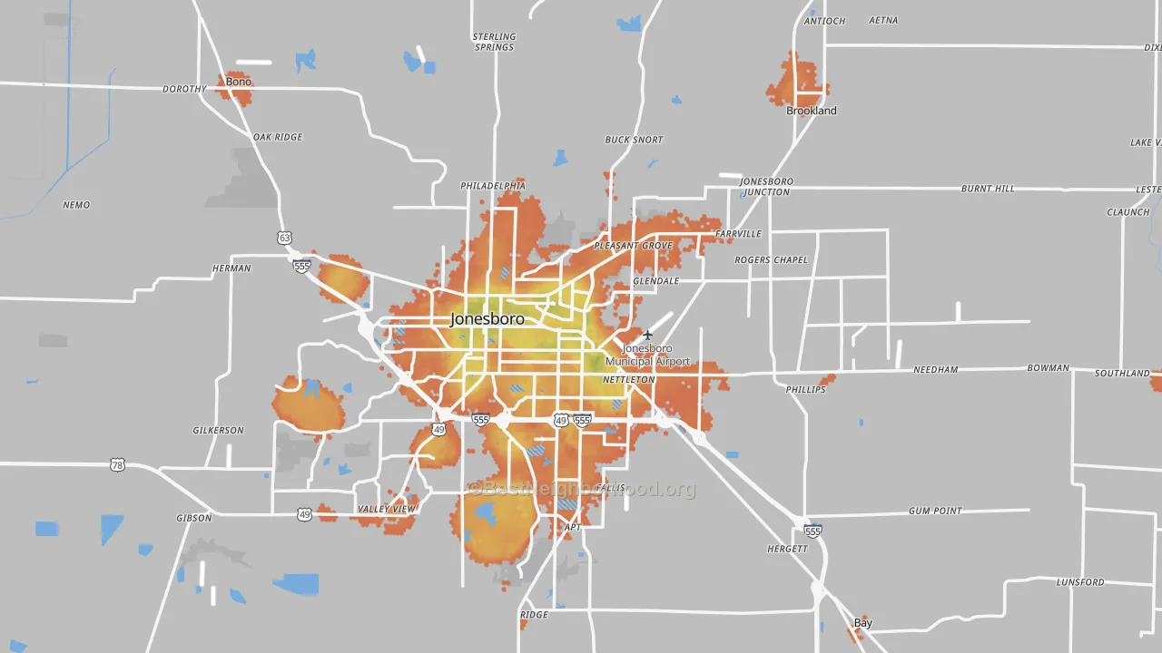 Bike Grade map of Craighead County, AR