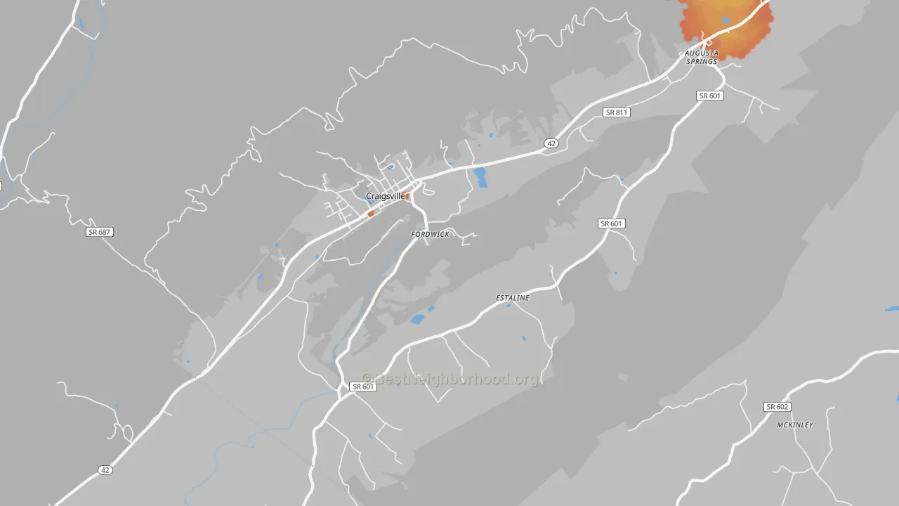 Bike Grade map of Craigsville, VA