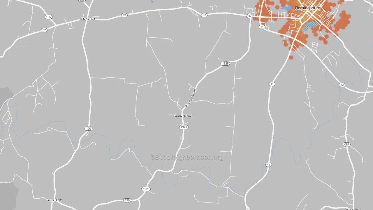 Bike Grade map of Craintown, KY