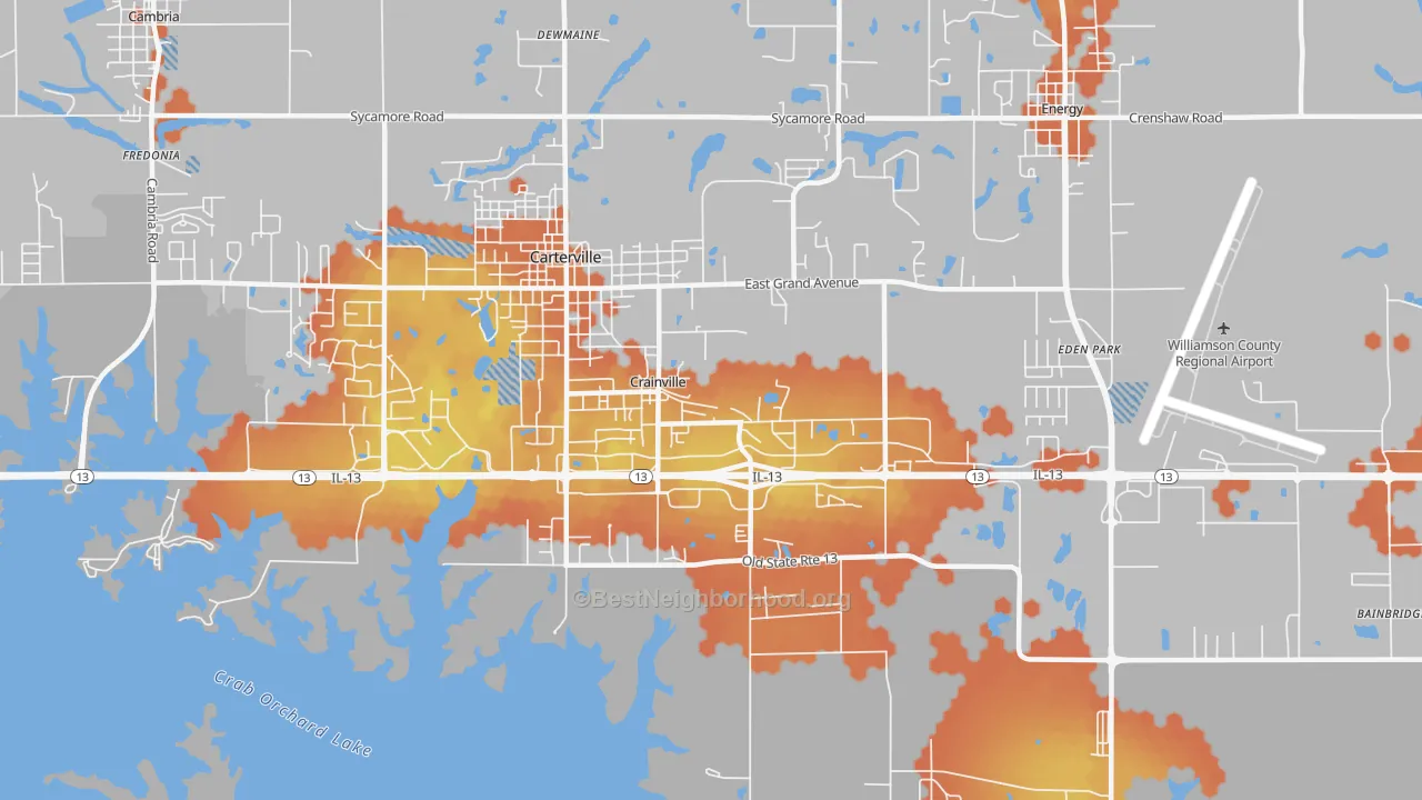 Bike Grade map of Crainville, IL