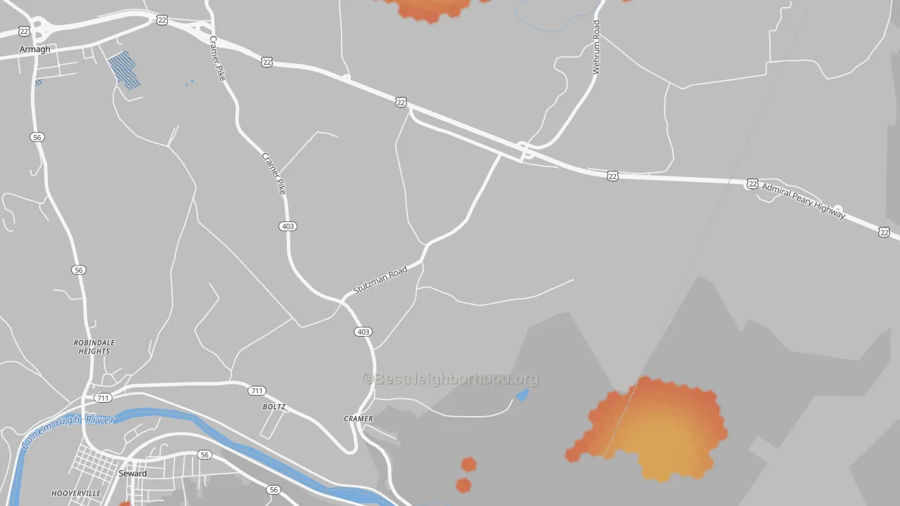Bike Grade map of Cramer, PA