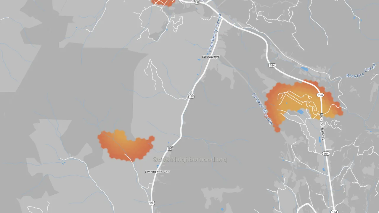Bike Grade map of Cranberry, NC