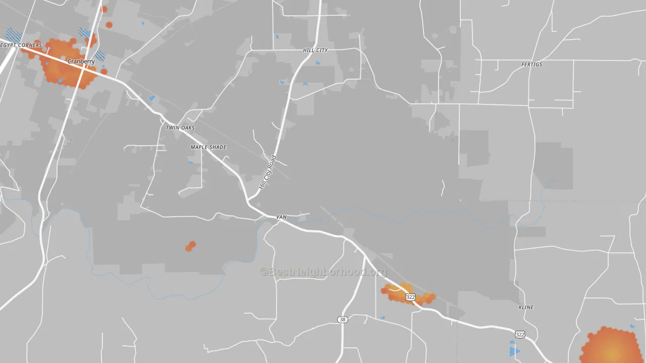 Bike Grade map of Cranberry, PA