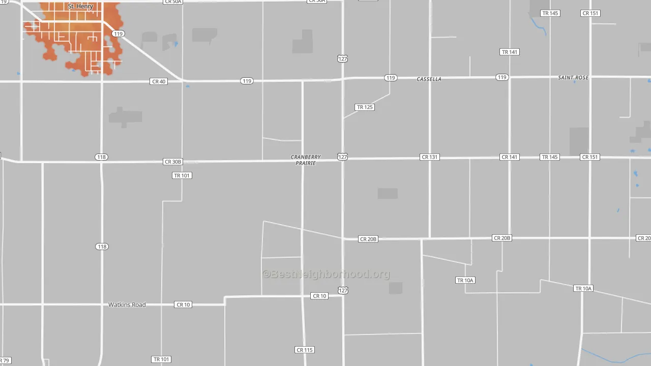 Bike Grade map of Cranberry Prairie, OH