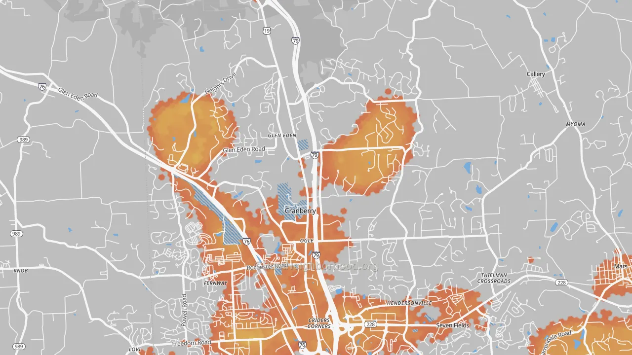 Bike Grade map of Cranberry Twp, PA