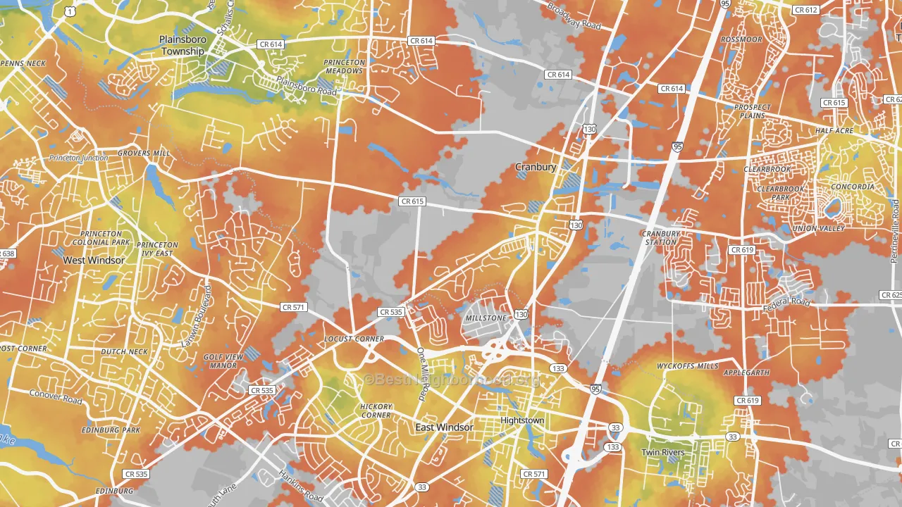 Bike Grade map of Cranbury, NJ